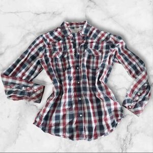 Windriver Casual Plaid Button Down Shirt in Red, Blue, White Men size L